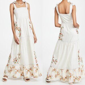 Agua Bendita‎ Helina Sunbaze Maxi Dress Size Small Floral Embroidery Bohemian S